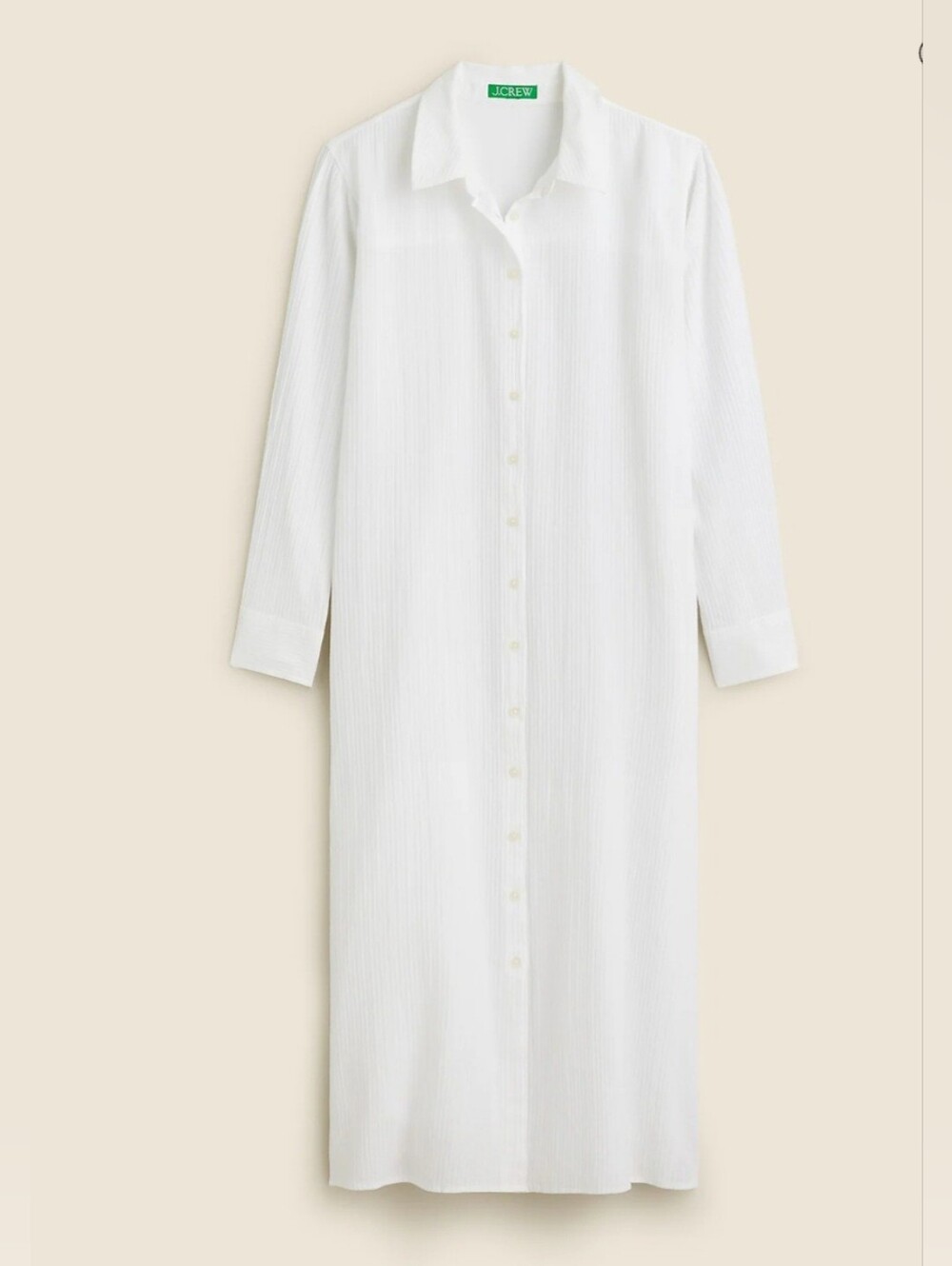 J. Crew White Long Beach Shirt in Airy Gauze